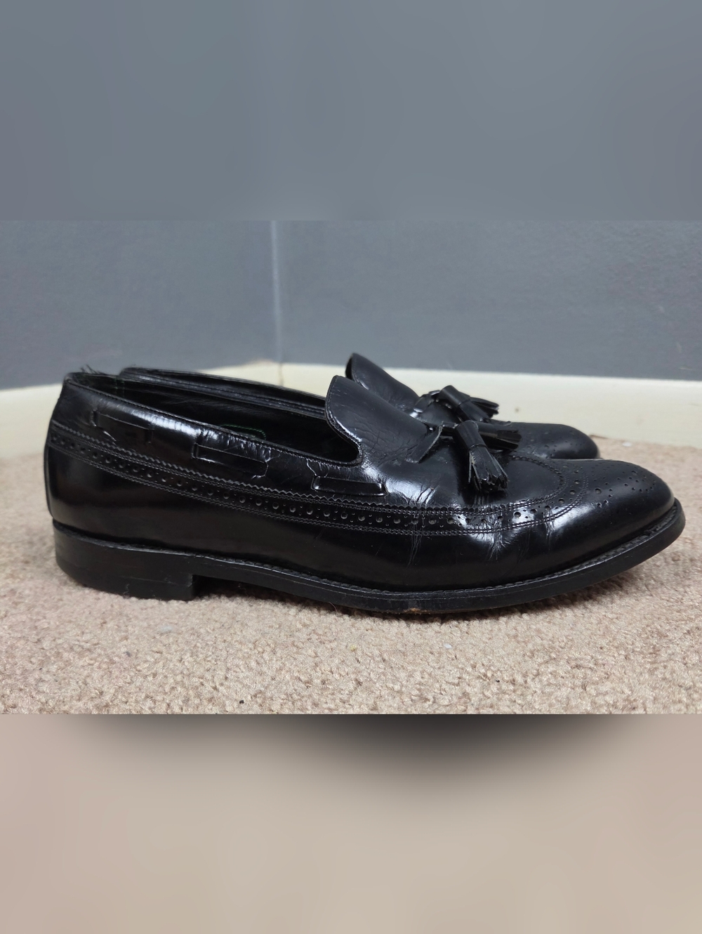 Men's Black Leather Tassel Loafers